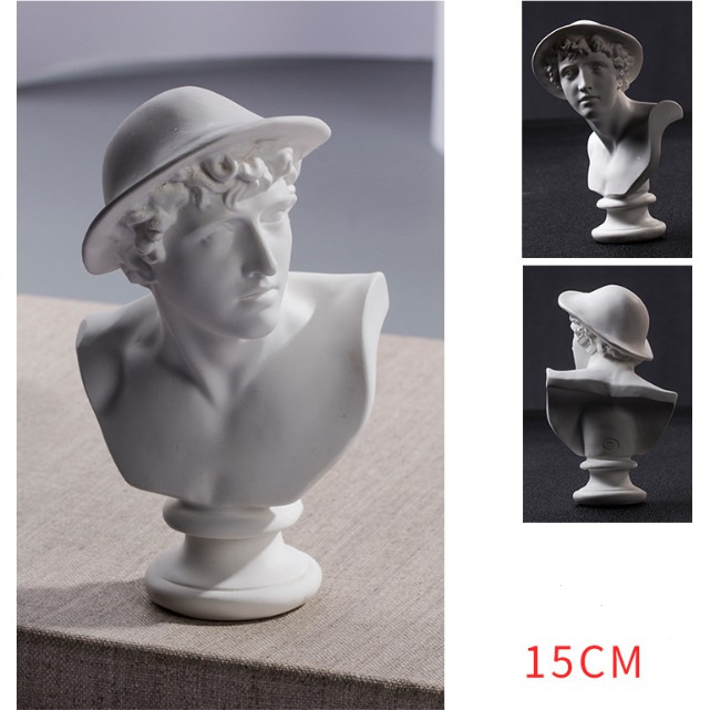 Tượng thạch cao &quot;Cậu bé chăn cừu&quot; cao 15cm cho các bạn làm trang trí, tập vẽ kí họa, DIY