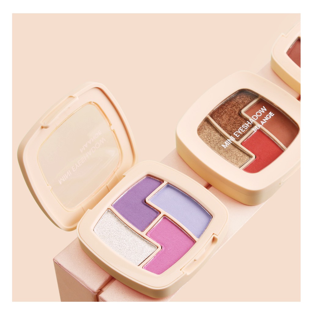 MAGEFY Mắt  Mini 4 Màu Không Thấm Nước 21g/Bảng phấn mắt /Ba màu có sẵn/Bảng Phấn Mắt 4 Màu Lì / Nhũ Kháng Nước Lâu Trôi