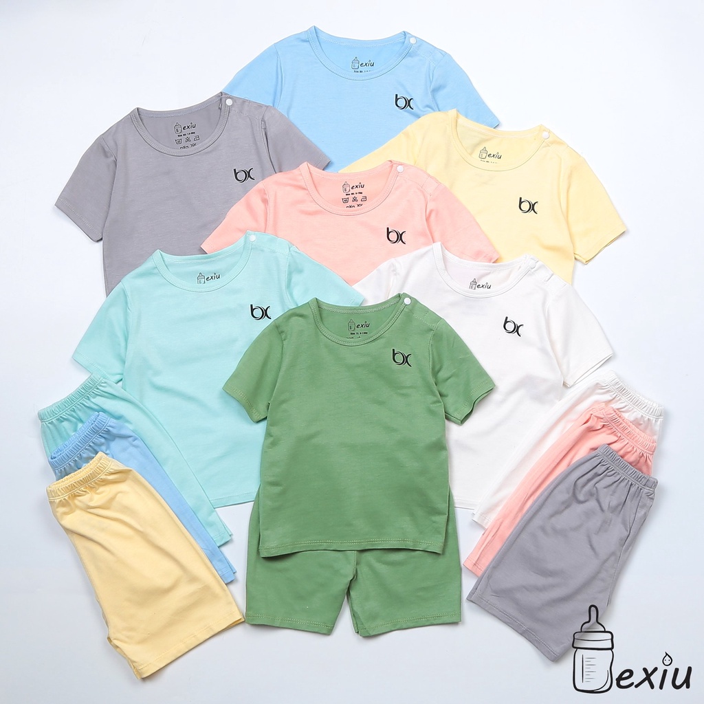 Bộ Đồ Cộc Cài Vai Màu Bexiu Bx - Quần Áo Trẻ Sơ Sinh Thun Cotton Lạnh Mềm Mượt Mát Cho Bé Trai Và Gái Từ 4-19kg