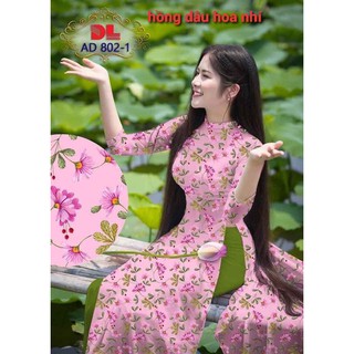 [FREESHIP] Áo Dài Lụa Hoa nhí Ảnh thật 100%