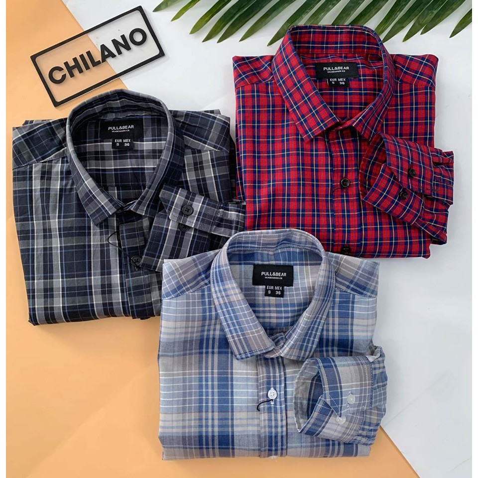 [ẢNH THẬT] [XẢ KHO] Áo sơ mi kẻ caro Pull&bear chất cotton