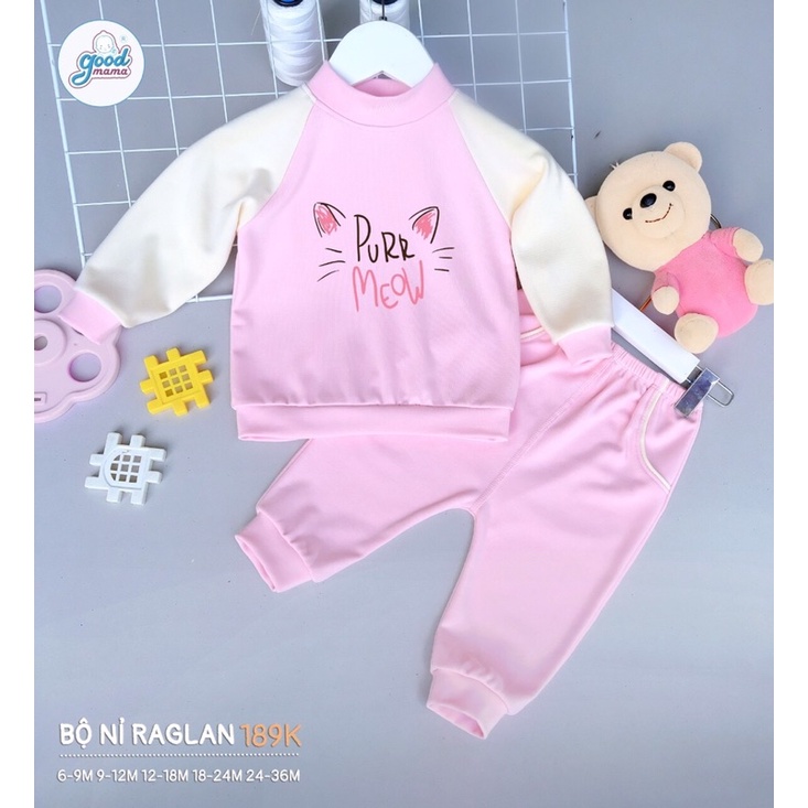 Bộ nỉ dài tay chính hãng Good mama cao cấp