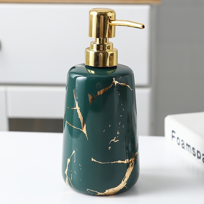 Bình Sứ Đựng Nước Rửa Tay, Dầu Gội Vân Đá 400ml