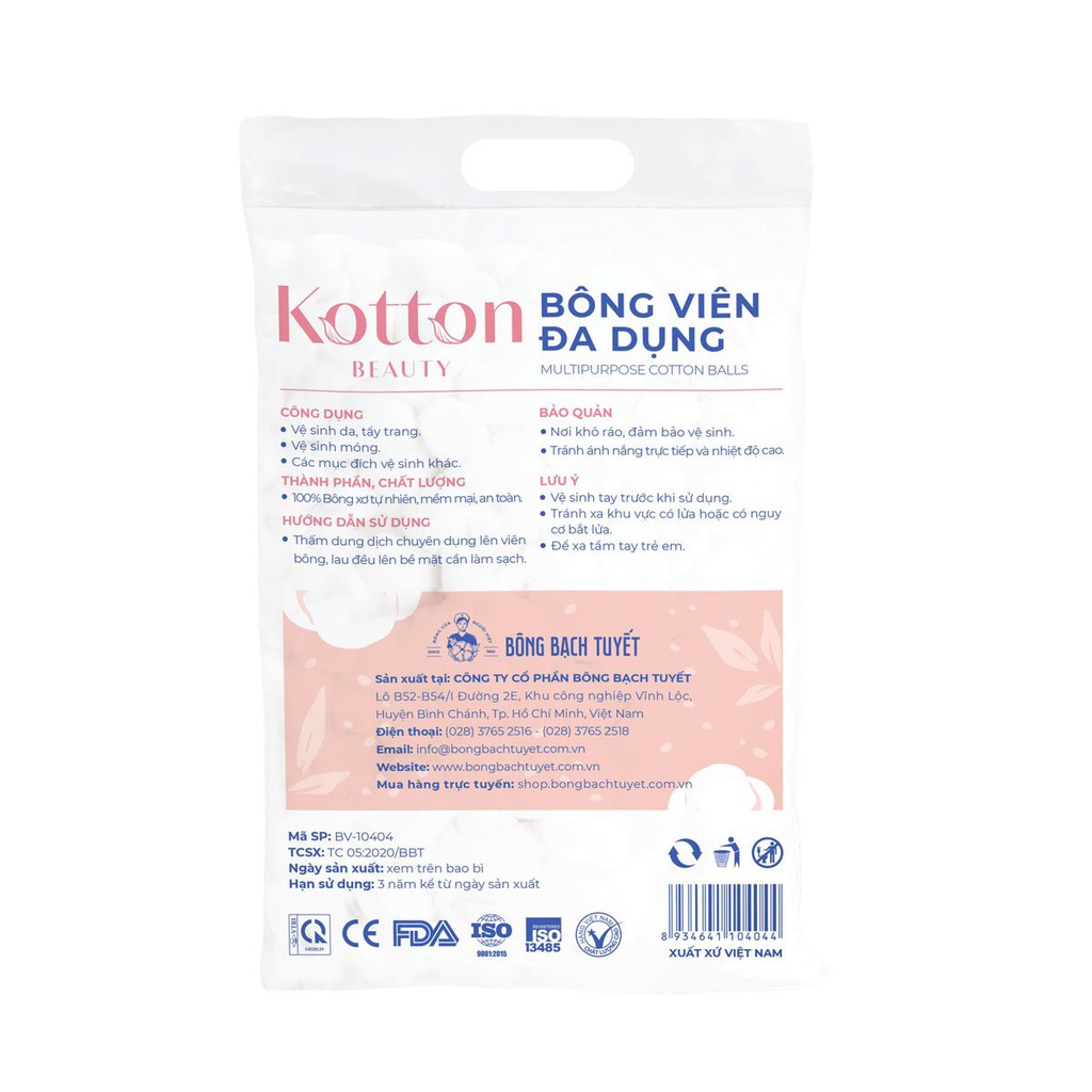 Bông viên đa dụng Kotton Beauty (Bông Bạch Tuyết) 80g