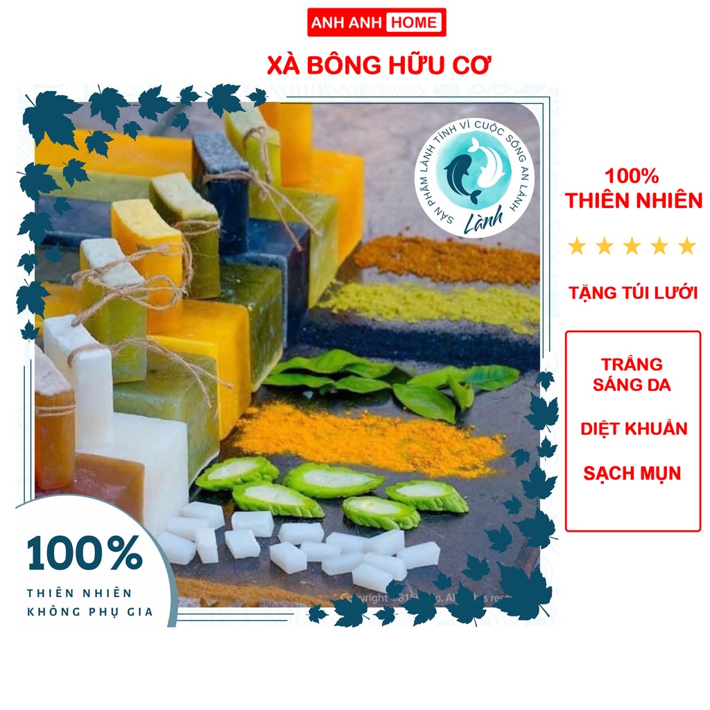 Xà bông ORGANIC Bách thảo dược AnhAnhHome - Dưỡng Trắng Da, ngừa mụn lưng, Se Khít Lỗ Chân Lông