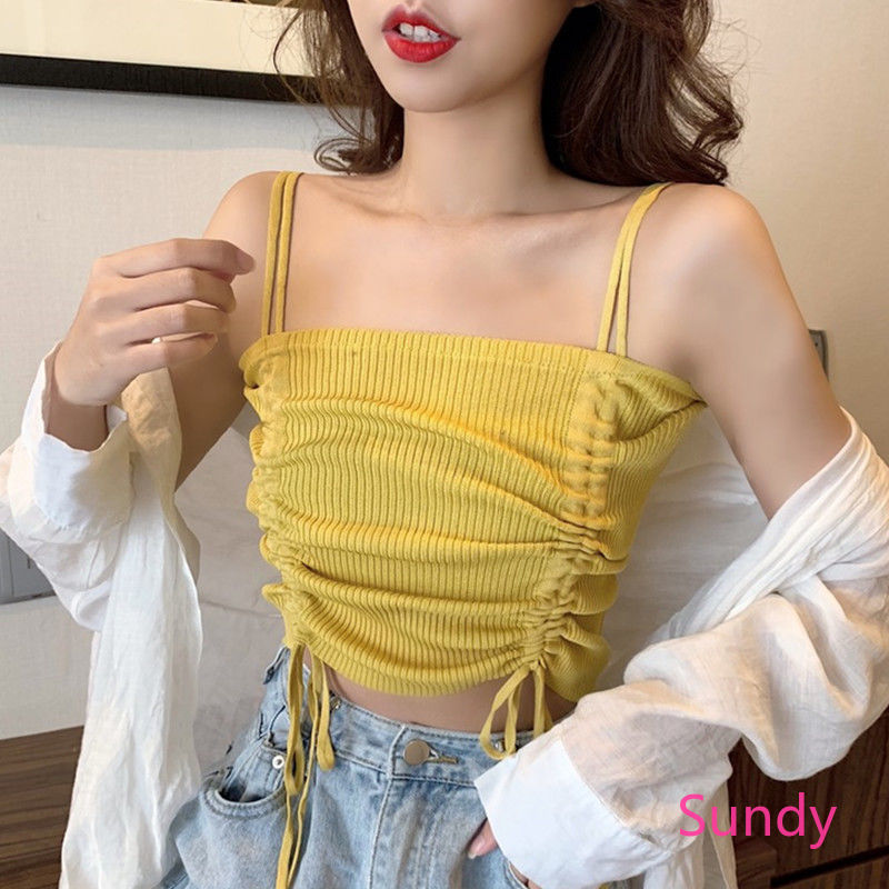 Áo Croptop Dệt Kim Kiểu Hàn Quốc Thời Trang Mùa Hè Dành Cho Nữ