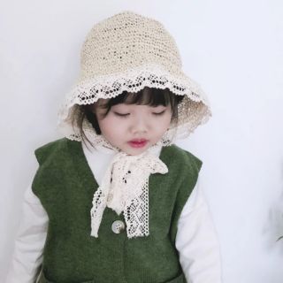 Mũ cói pha ren buộc dây cho bé!!!