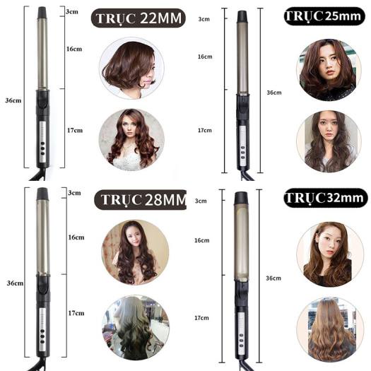 Máy uốn tóc xoăn lọn cao cấp chỉnh nhiệt chuẩn salon tóc xoay trục 360 độ