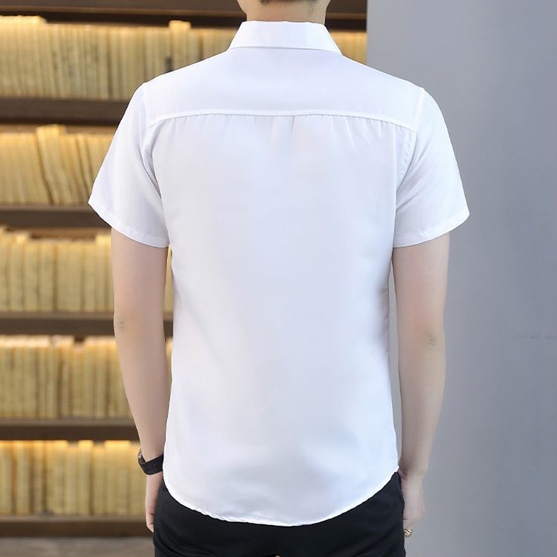 Áo sơ mi nam công sở tay ngắn, Áo sơ mi công sở màu trơn mùa hè mỏng, nút thuận tiện, vải làm mới