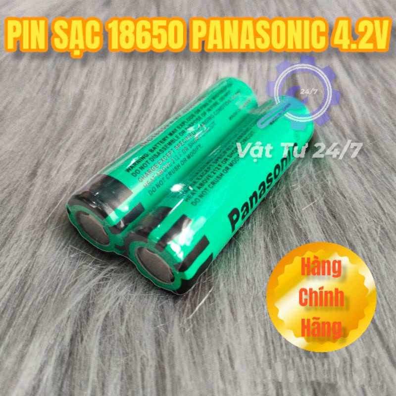 Pin sạc 18650 4.2V Panasonic 4200mAh chính hãng Nhật Pin 3.7V nặng đầu bằng màu xanh lá dùng đèn pin quạt sạc dự phòng