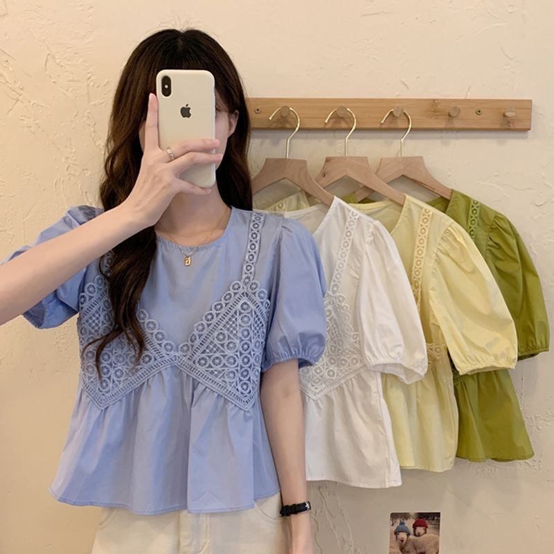 Áo babydoll kiểu phối ren phong cách Hàn Quốc