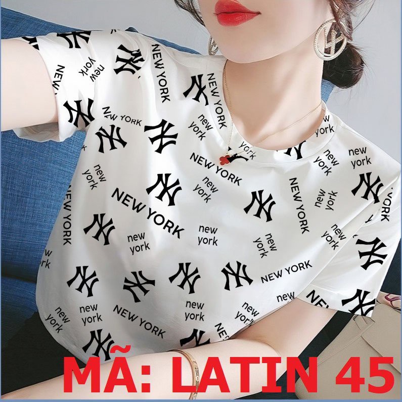Áo Lụa Pháp  đủ size có #bigsize đến 90kg - Họa tiết chữ New York- CÓ HÌNH THẬT