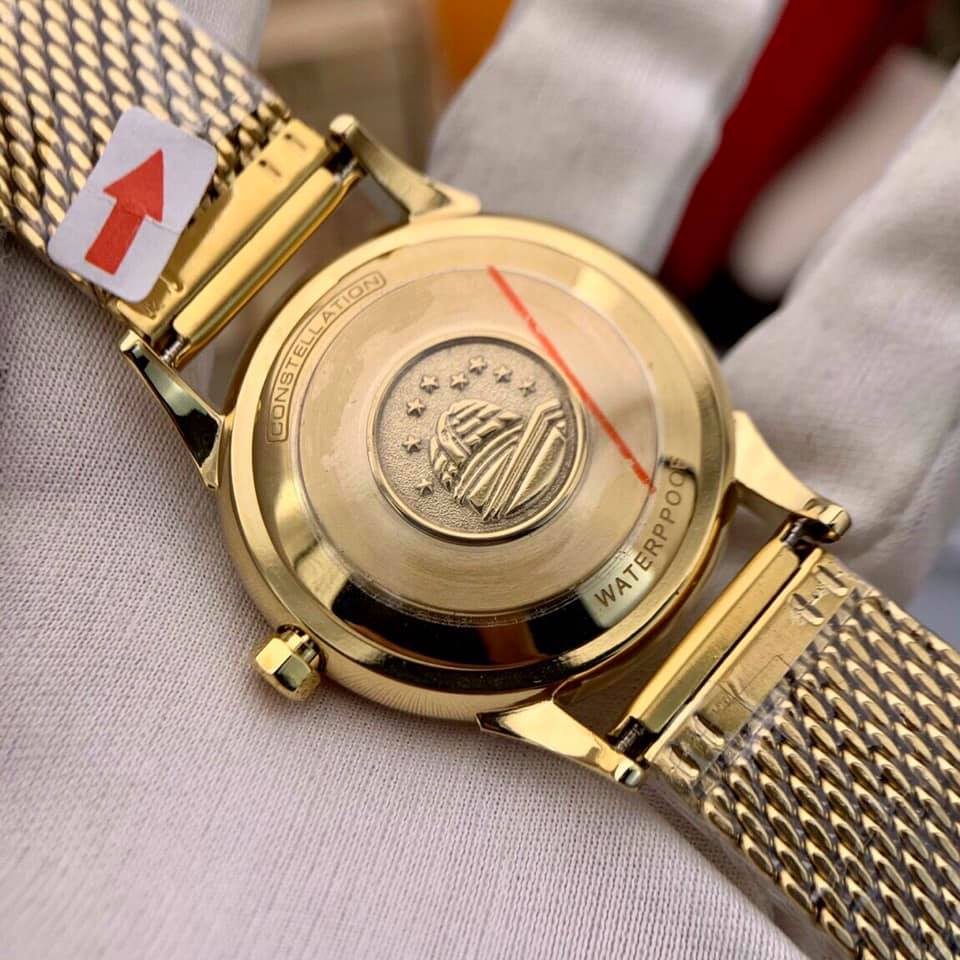 Đồng hồ Nam Omg Constellation bát quái máy nhật Myota vỏ vàng ta mặt trắng dòng cơ Automatic size 38mm-40mm dây kim loại