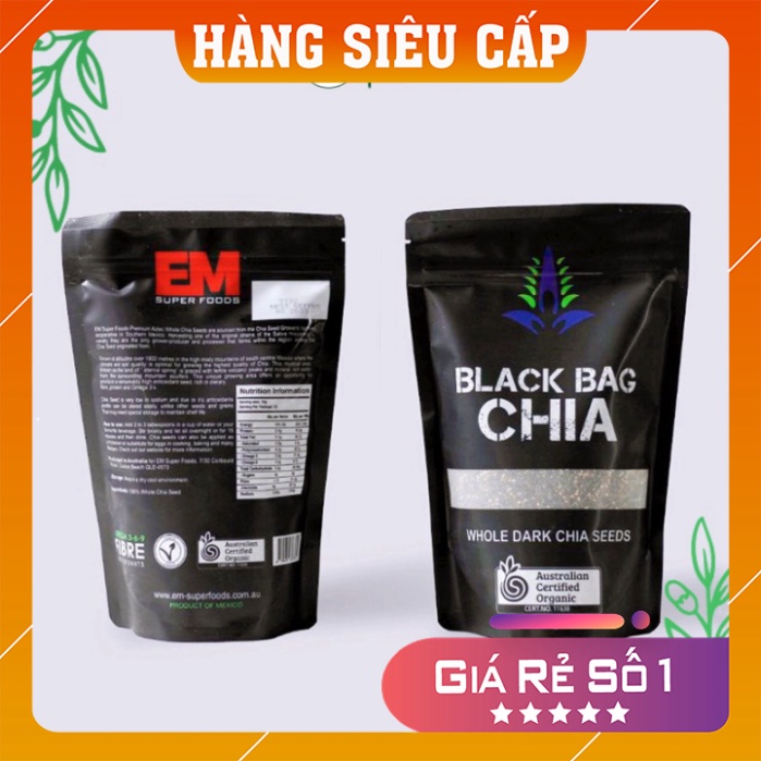 Hạt chia ❤️𝑭𝒓𝒆𝒆𝒔𝒉𝒊𝒑❤️ Hạt Chia ÚC BLACK BAG CHIA 500g.