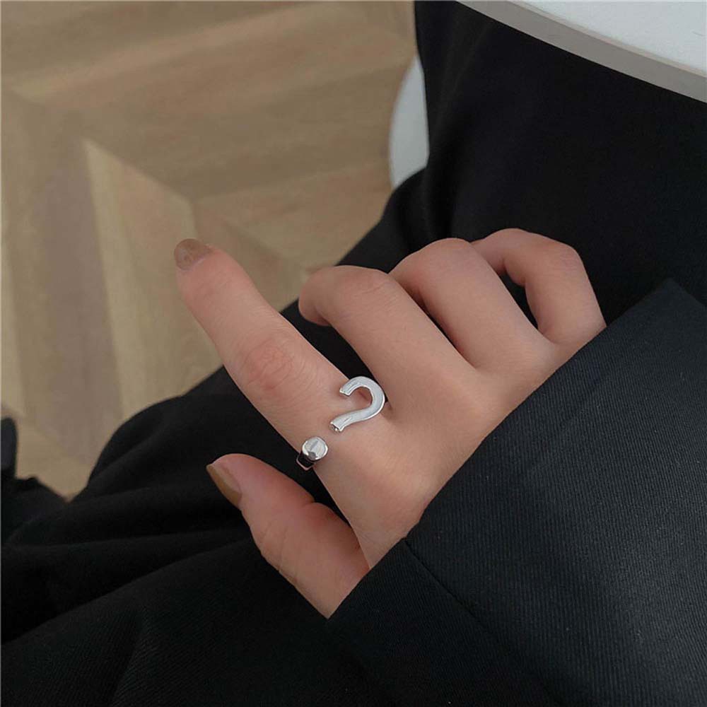Nhẫn Kim Loại Hình Dấu Chấm Hỏi / Dấu Chấm Hỏi Nhiều Màu Sắc Phong Cách Hàn Quốc Đơn Giản Cho Nữ