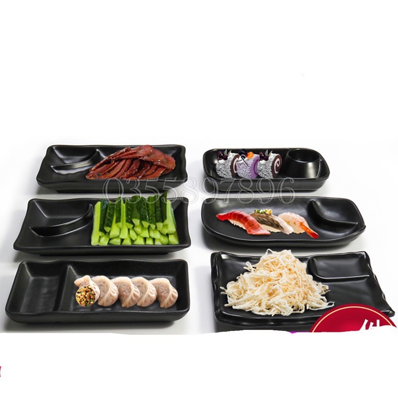 Đĩa chữ Nhật có ngăn chấm 11x19cm