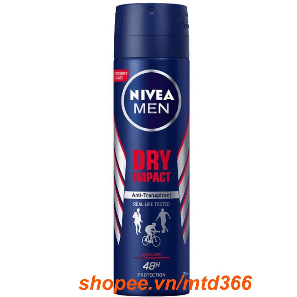 Xịt Khử Mùi Cho Nam 150ml Nivea Khô Thoáng (Dry Impact)
