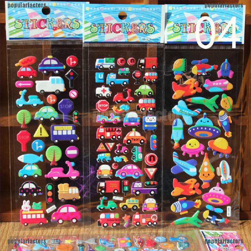 Bộ 10 Miếng Dán Họa Tiết Hoạt Hình 3D Dùng Làm Quà Tặng