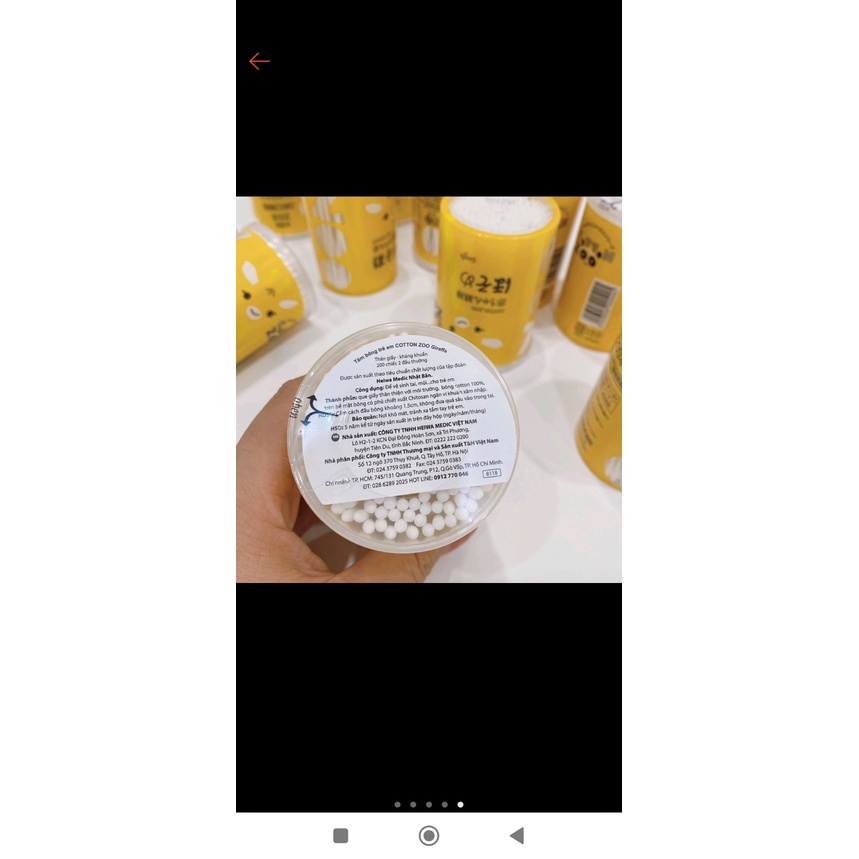 Tăm Bông Kobee Lọ Trẻ Em Sơ Sinh Hộp 200 Que Bông Tự Nhiên Đầu Siêu Nhỏ