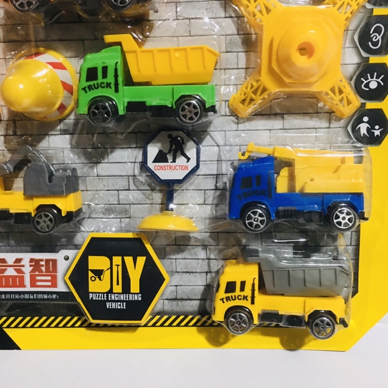 Đồ chơi cho bé, ô tô đồ chơi . Mô hình xe công trường sét 11 chi tiết, màu sắc rõ nét, xe chạy đà