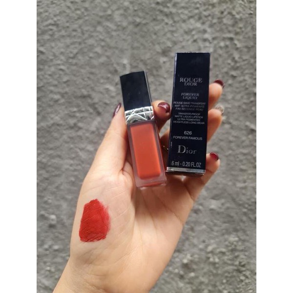 Son Kem Dior Rouge Forever Liquid  626 Forever Famous - Cam Gạch Mới Nhất Fullsize Fullbox