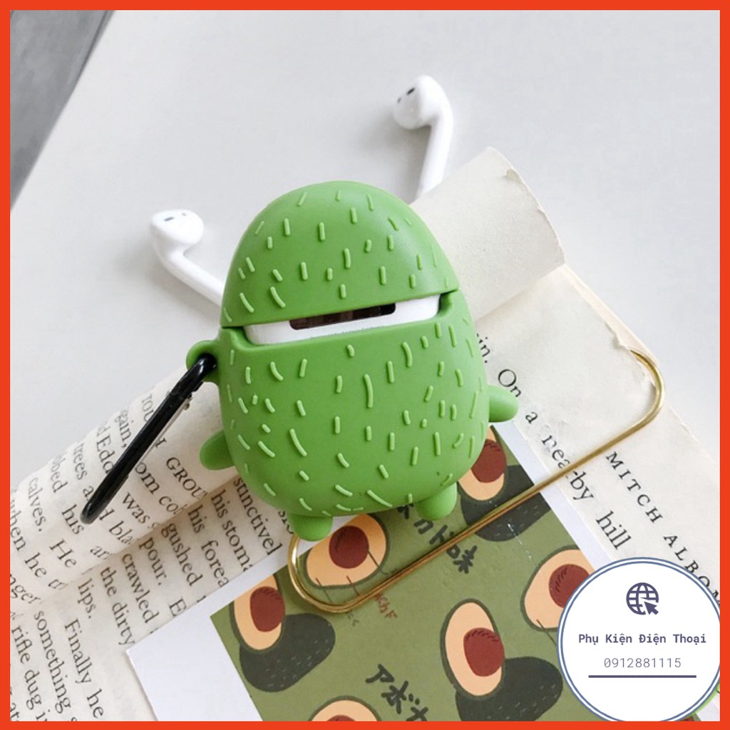 🍀 🥑 Case Quả bơ avocado 🥑 Vỏ bao Airpods 2 AirPod đựng tai nghe không dây i11 i12 i18 ... tặng kèm móc đeo ⚡Phụ Kiện