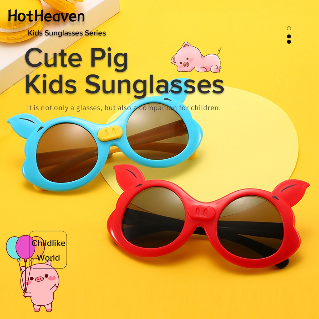 Kính Chống Nắng UV Bảo Vệ Mắt Hình Tai Heo Dễ Thương 6 Kiểu Dáng Unisex Cho Trẻ Em