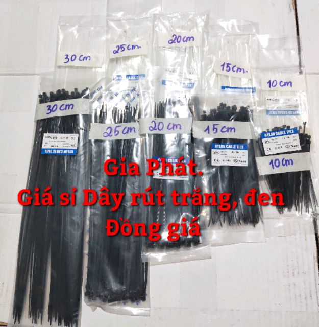 Dây rút nhựa giá sỉ các cỡ 10cm, 15cm, 20cm, 25cm, 30cm,