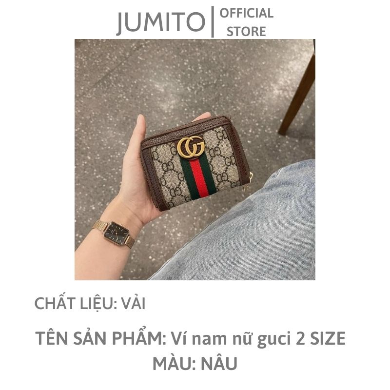 Ví nam nữ guci dáng ngang fullbox 2 size cầm tay cao cấp JUMITO T1.034.NGAN