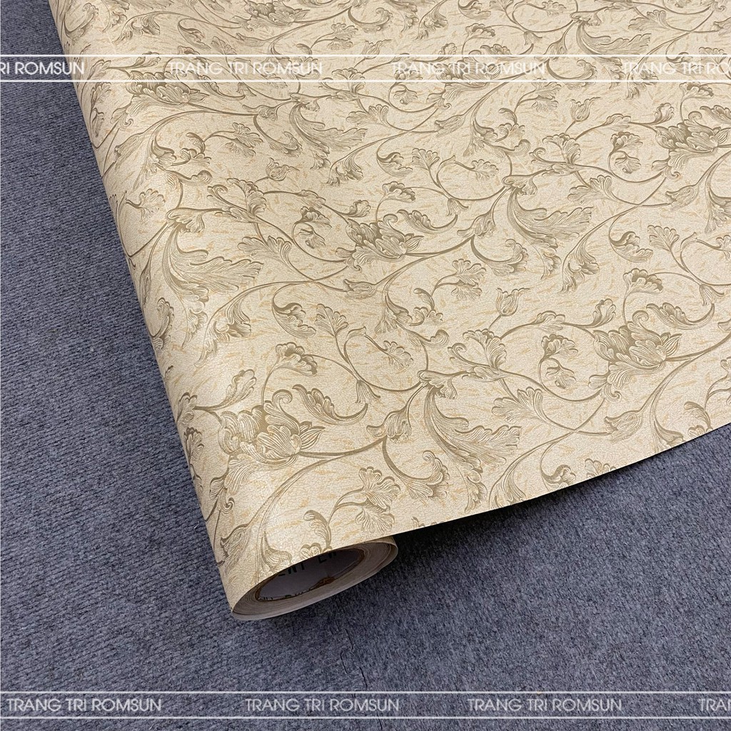 Giấy đề can dán tường phòng ngủ khổ 60cm 1m2 decal dán tường vintage hàn quốc hoa văn 3d màu kem nâu
