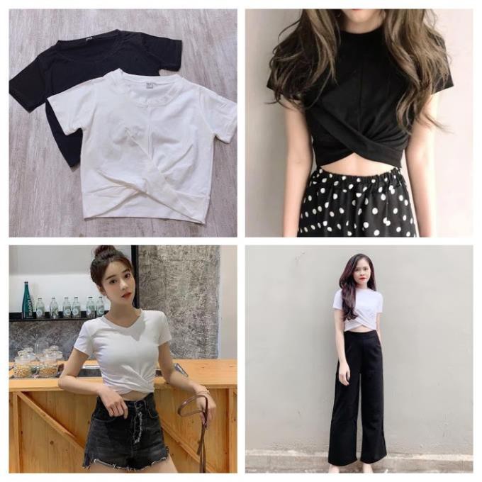 Áo croptop nữ xoắn bụng body dưới 56kg - Lyza Store  ྇