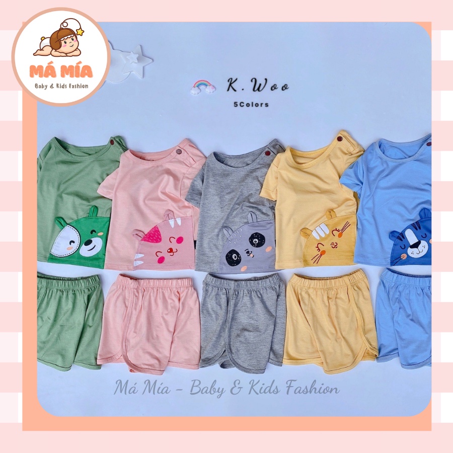 Đồ Bộ Bé Gái, Bé Trai Minky Mom Cài Vai Vải Thun Lạnh Hình Động Vật Dễ Thương