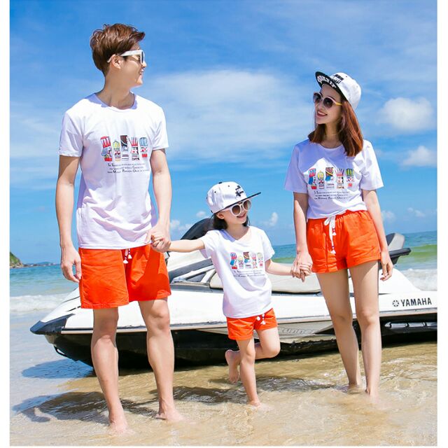 sét đi biển GIA ĐÌNH LÀ SỐ 1- bộ đi biển nam nữ teambuding 3/4/5 người chất cotton mịn mát giá sĩ [giá 1 bộ]