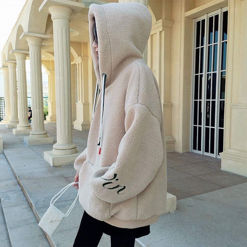 Áo Sweater Berber Lót Nhung Dày Dặn Phong Cách Thu Đông Mới Cho Nữ