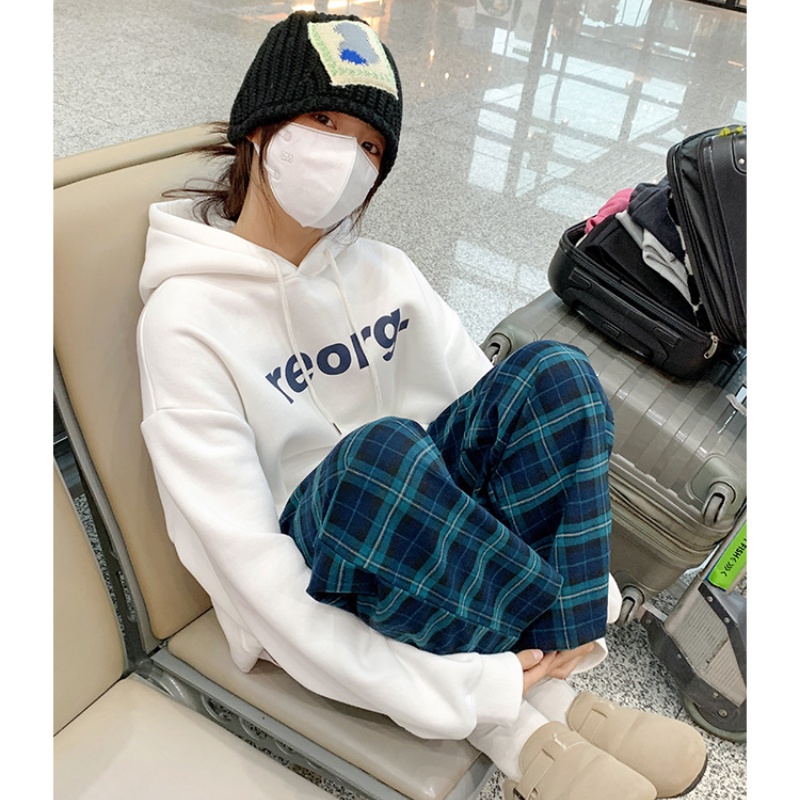 Áo Hoodies Tay Dài Hoạ Tiết Chữ In Phong Cách Hàn Quốc