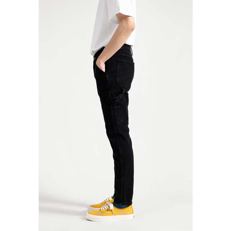 OWL BRAND® DOUBLE KNEE SKINNY JEANS - Quần jeans dài may đắp dáng ôm / Đen wash - OWL191021