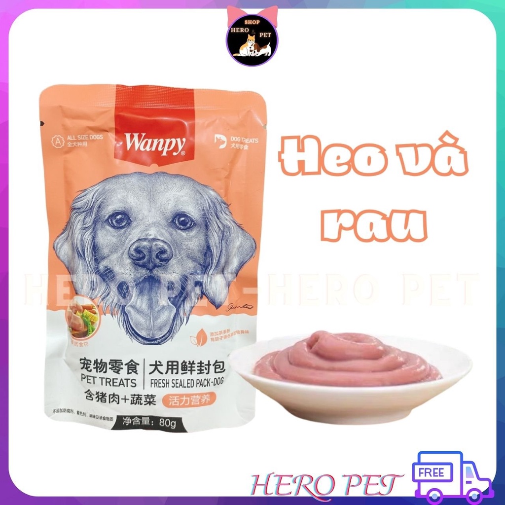 Pate cho chó Wanpy 80g, thức ăn dinh dưỡng tăng cân cún cưng con lớn nhỏ - Heropet