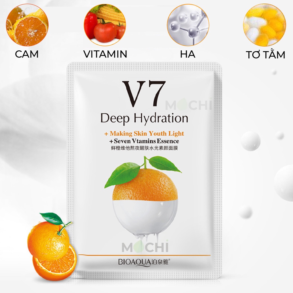 Mặt Nạ Giấy Dưỡng Trắng Da Giảm Mụn Cấp Ẩm V7 Toning Youth Mask Trái Cây Vitamin Bioaqua Nội Địa Trung MOCHI SHOP