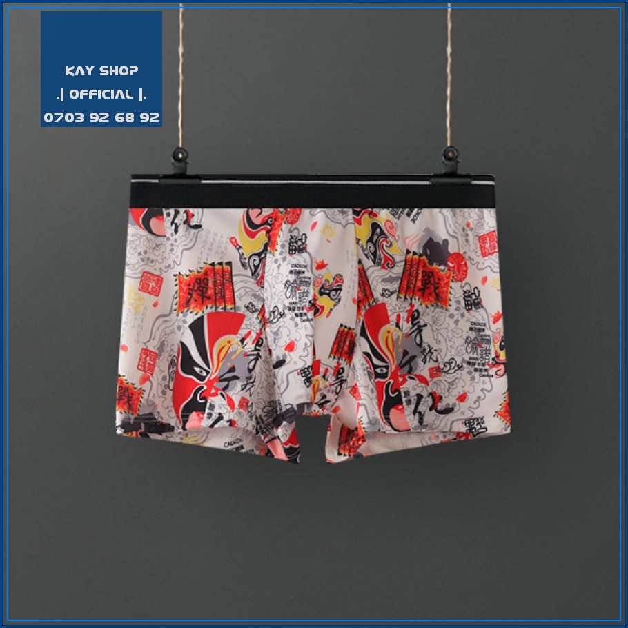 Quần sịp đùi hoa văn Nhật Bản cho nam giới - Quần lót nam thun lạnh kiểu dáng boxer mặt nạ hot 2021
