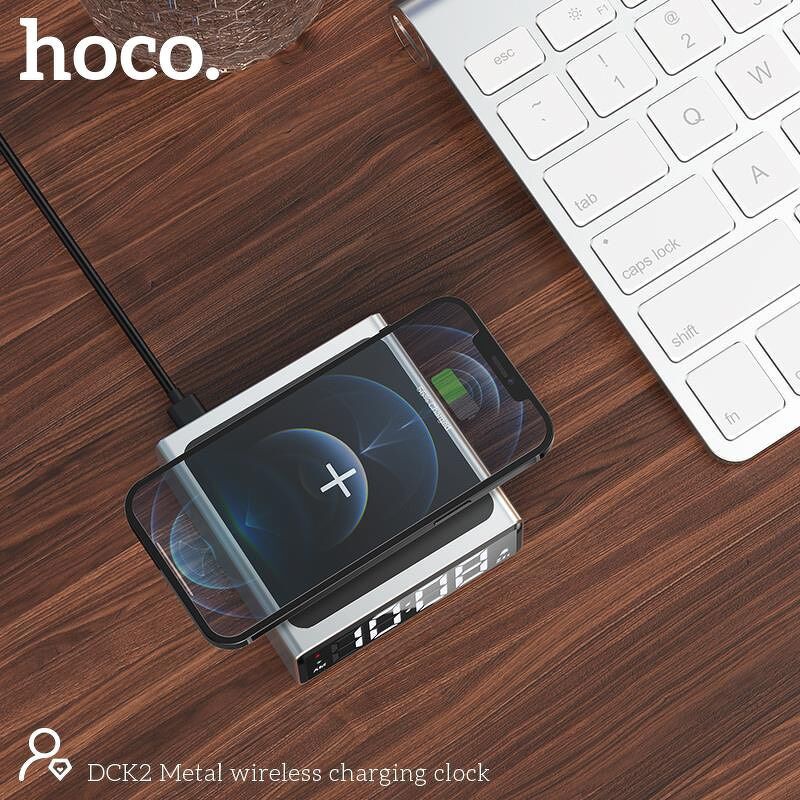Sạc dự phòng không dây Hoco DCK2 kiêm Đồng hồ Led để bàn - Thiết kế sang trọng - Dung lượng cao