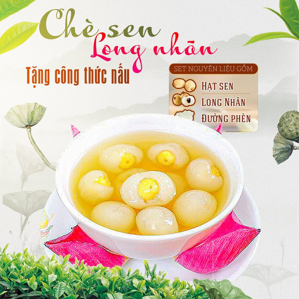 Nguyên liệu nấu chè 0.5kg long nhãn + 0.5kg hạt sen