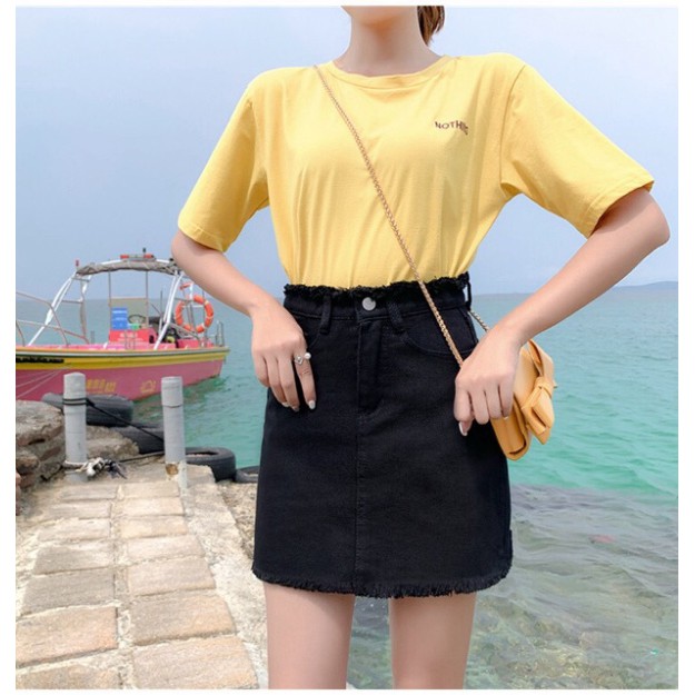 Chân váy kaki nữ tua rua dáng chữ A có quần trong đen trắng Shop Hạt Dẻ