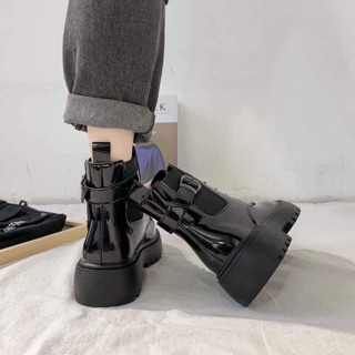 Bốt da bóng khuy cài- Order Taobao