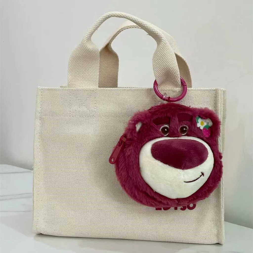 Túi Xách Canvas Họa Tiết Hoạt Hình Phong Cách Nhật Bản 28 X 11 X 21CM Kèm Móc Khóa Winnie The Pooh - Thích Hợp Laptop 13