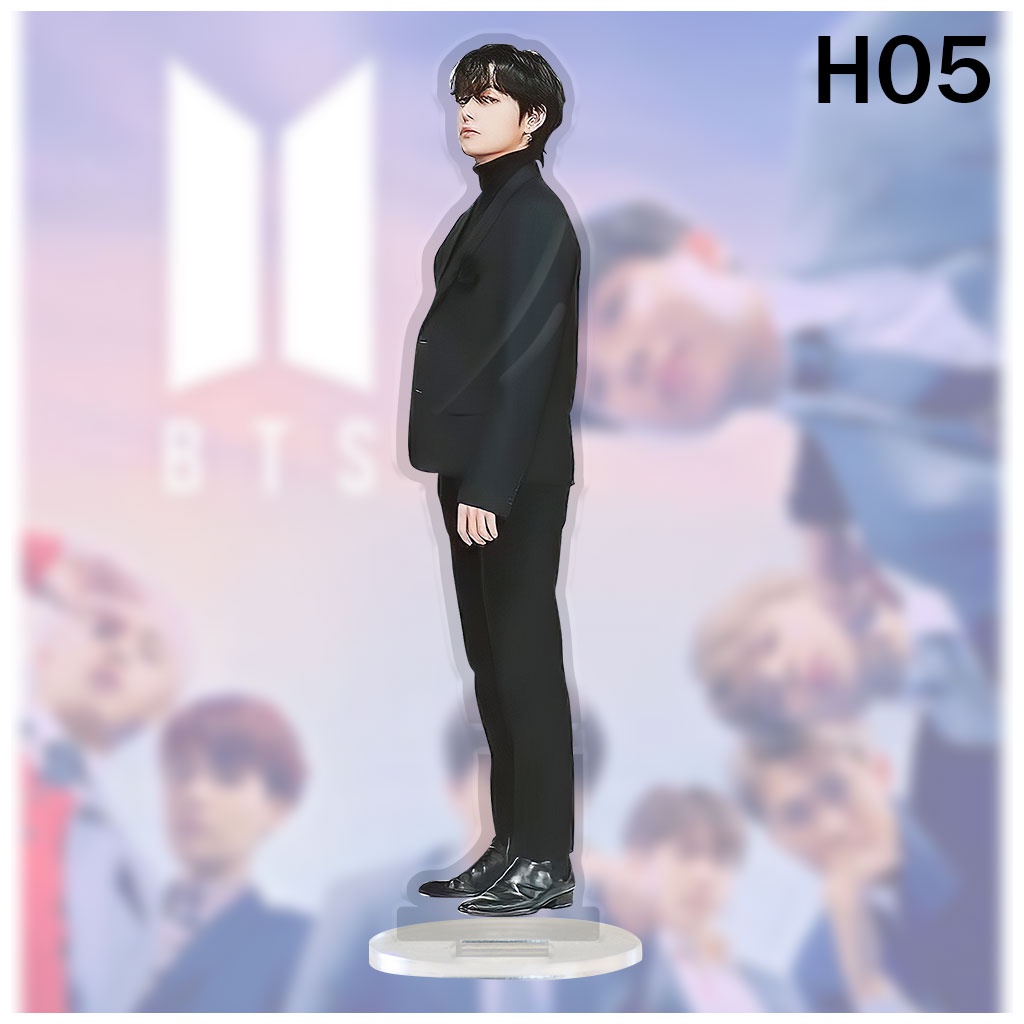 Mô hình đứng bằng arcrylic Jin Suga J Hope Rm Jimin V Jungkook nhóm nhạc BTS để bàn làm việc góc học tập cao 15cm
