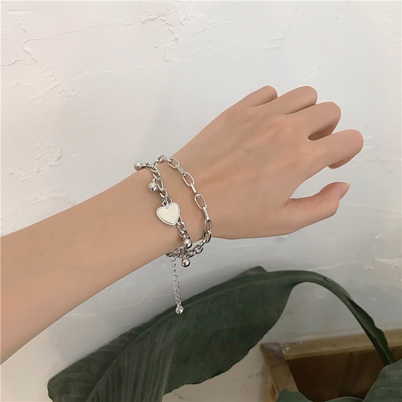 Vòng Tay Hai Lớp Họa Tiết Trái Tim Phong Cách Hoàng Cung Cổ Điển Thời Trang Phong Cách Hàn Quốc Dành Cho Nữ