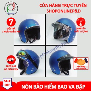 |SIÊU BỀN| NÓN BẢO HIỂM 3 PHẦN 4 - AN TOÀN - THỜI TRANG - CAO CẤP - MÀU XANH DƯƠNG