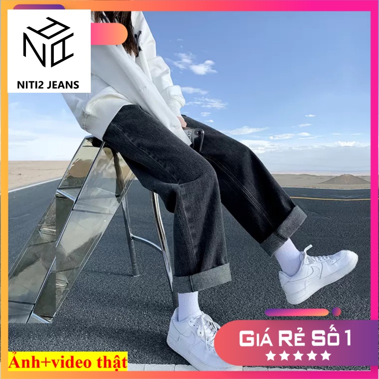 [ DÂN CHƠI ] QUẦN JEANS ỐNG RỘNG NỮ LƯNG CAO LAI CUỐN XÁM NHẠT, XÁM ĐẬM, XANH, ĐEN VẢI MỀM MỊN CAO CẤP NITIQC