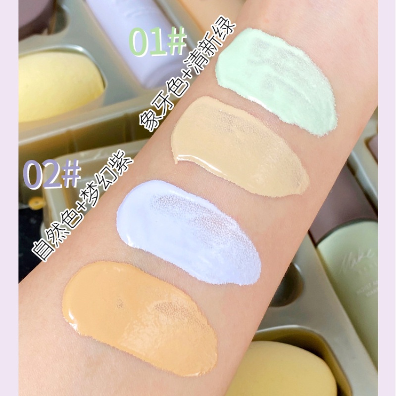 [Hàng mới về] Set 4 lọ kem nền dạng lỏng GECOMO che khuyết điểm tạo lớp nền mút hình quả trứng