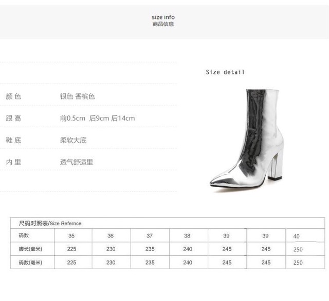 (ODER 5 ngày) Boots nữ thời trang da ánh kim cao 9cm | BigBuy360 - bigbuy360.vn